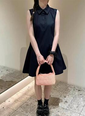 C家无袖衬衫式迷你连衣裙藏青色棉质宽松伞裙25夏季新 1278000001