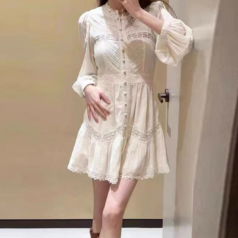 法单M家 2024春夏法式优雅气质宫廷直排包扣圆领镂空蕾丝连衣裙女,女装/女士精品,连衣裙,淘宝优惠券,粉丝福利购,淘宝优惠卷
