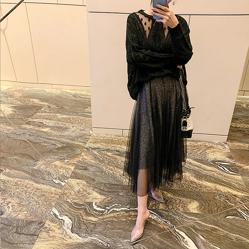 灰灰自制 2019秋冬新款打底半身裙女Bing系列网纱裙高腰气质名媛|ruв категории Женская одежда, юбка - от Buy2taobao.com для оказания профессиональной услуги покупки агента Taobao