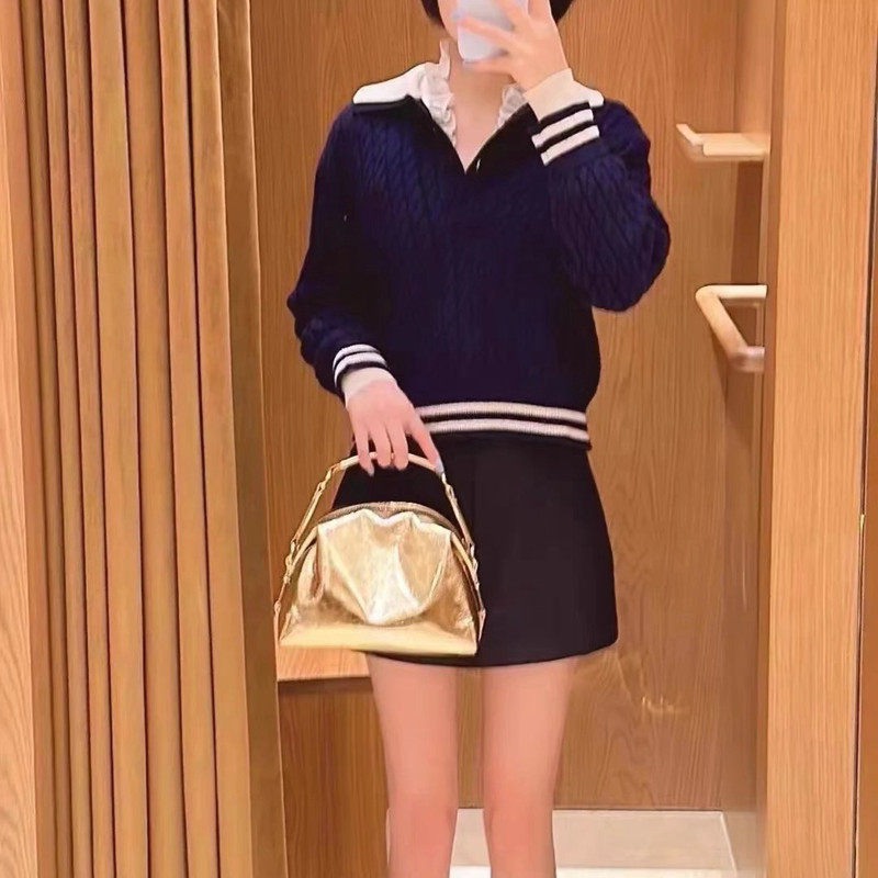 法单S家 24冬法式学院风清新减龄绞花翻领毛衣羊毛混纺针织衫上衣,女装/女士精品,毛针织衫,淘宝优惠券,粉丝福利购,淘宝优惠卷