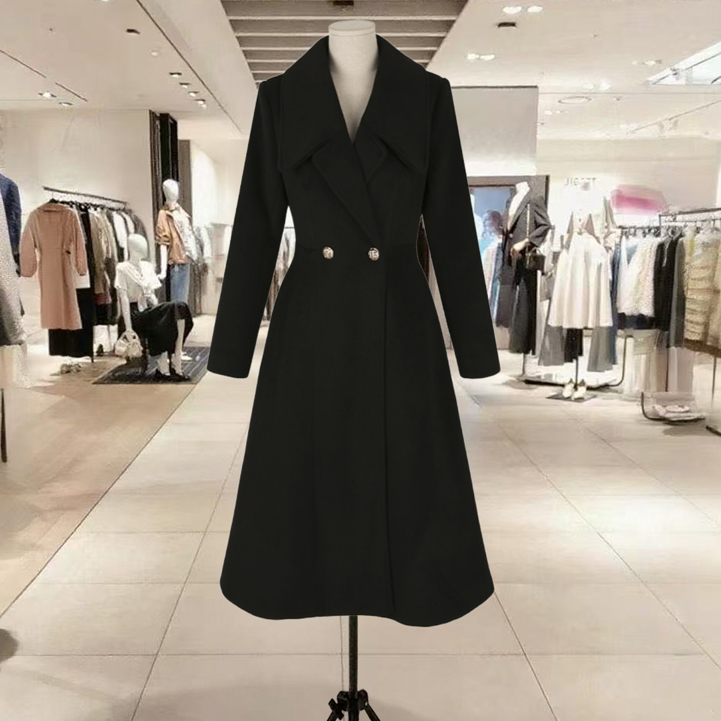 高级感加厚修身黑色毛呢外套女2025新款冬装气质巨好看的呢子大衣