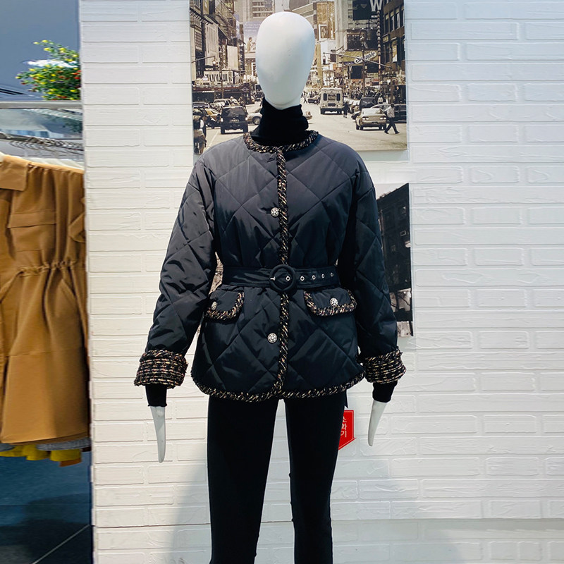 2024冬装新香风菱格嵌缝修身腰带羽绒棉服女优雅显瘦棉衣外套,女装/女士精品,棉衣/棉服,淘宝优惠券,粉丝福利购,淘宝优惠卷