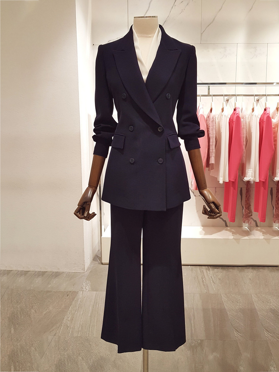 여성을위한 유행과 고급 허리 슬리밍 정장 바지 정장 2024 새로운 가을 착용 기질 캐주얼 다목적 정장