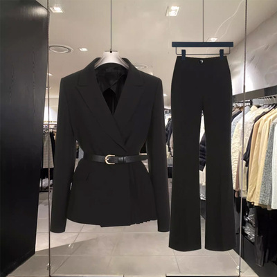 时尚气质长袖立体褶皱套装西装