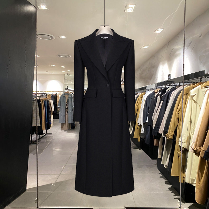 高级感黑色修身显瘦毛呢外套女2025冬装新款气质加厚保暖呢子大衣