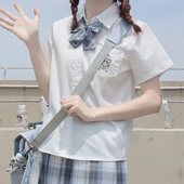 jk短袖 刺绣皇冠衬衫 女长袖 北璃酱原创正版 夏新款 女学生奶白色上衣