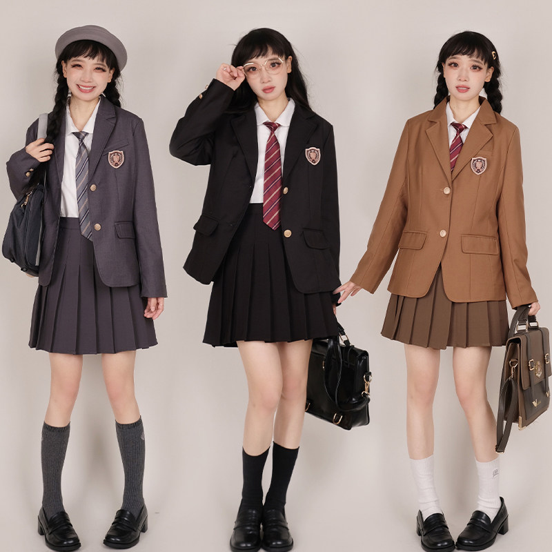 北璃酱日系JK制服外套女西服学生黑色灰色秋冬长袖款jk西装学院风