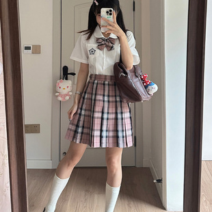 格裙白桃香高腰半身短裙夏季 北璃酱jk制服正版 女学生百褶裙学院风