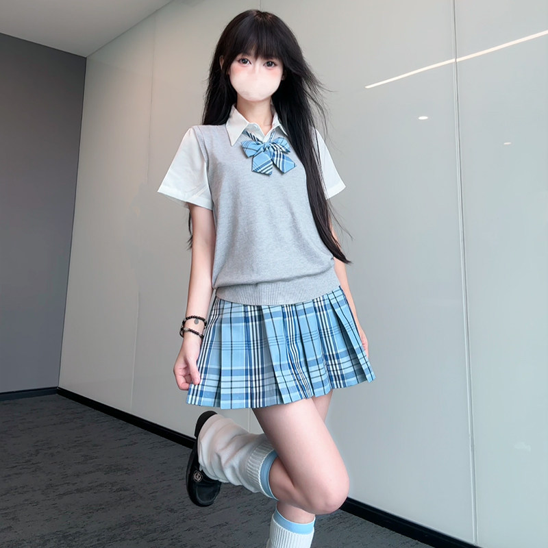 北璃酱日系jk制服原创正版汀兰格裙套装女学院校供高腰百褶半身裙