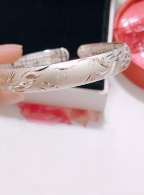 香港正生纯银龙凤心经开口手镯足银999女礼物送妈妈婆婆生日礼物