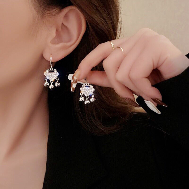 如意平安锁铃铛足银耳扣女网红小众轻奢高级感气质耳钉小众耳环,饰品/流行首饰/时尚饰品新,耳环,淘宝优惠券,粉丝福利购,淘宝优惠卷