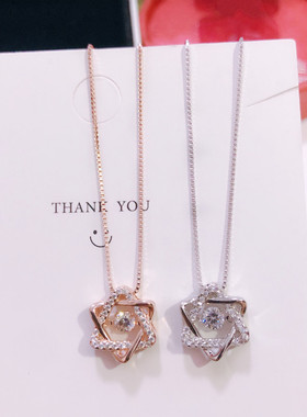 香港正生纯银s925六芒星灵动项链ins网红爆款锁骨链送友友礼物