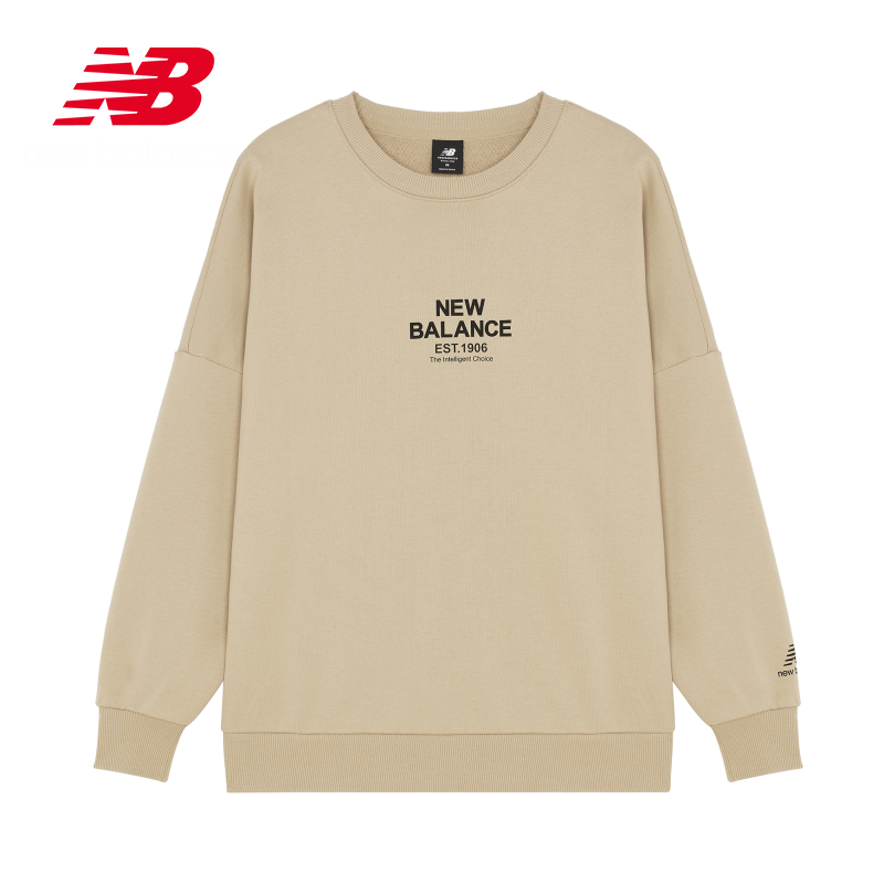 New Balance经典圆领男款舒适百搭卫衣AMT14318-BEI