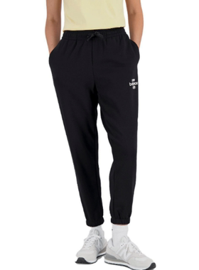 New Balance纯色字母印花系带束脚针织运动裤女款 AWP31508-BK