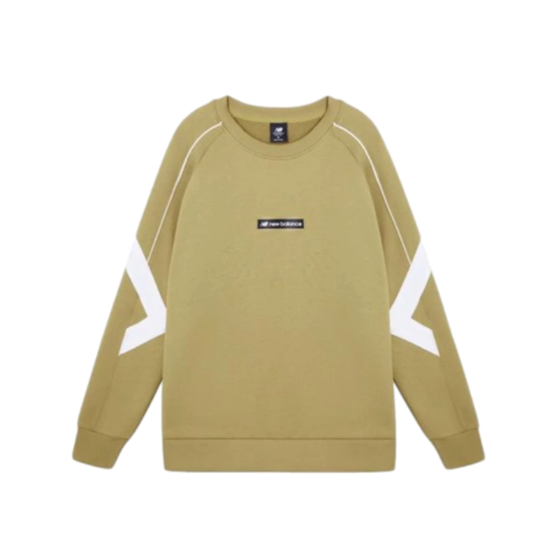 New Balance 男款运动休闲舒适圆领卫衣套头衫AMT11326-BEI