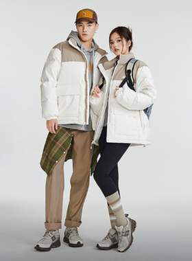 New Balance男女拼色休闲立领冬季厚保暖绗缝羽绒服 AMJ34304-CIC