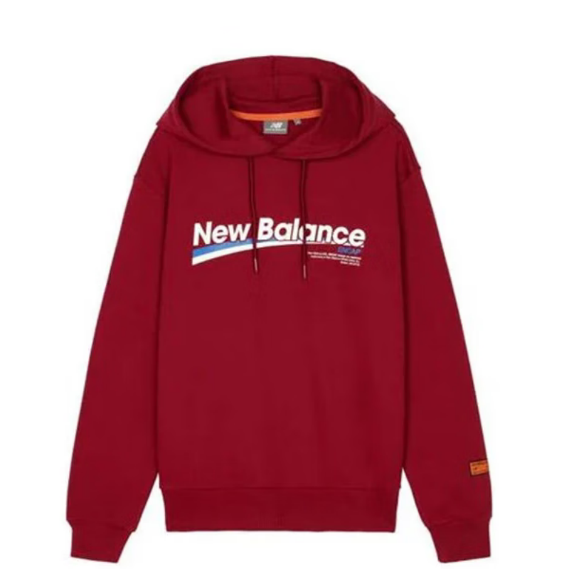 New Balance 中性字母印花休闲连帽套头卫衣 NCA34013-BUR