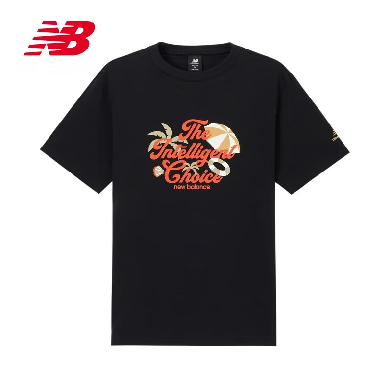 NEW BALANCE T恤男款运动休闲透气圆领黑色短袖AMT32366-BK