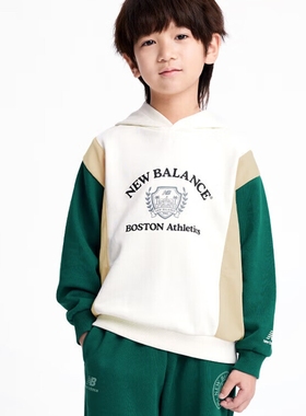 NEW BALANCE 男女童连帽圆领运动休闲套头卫衣 7CD34043-HUN