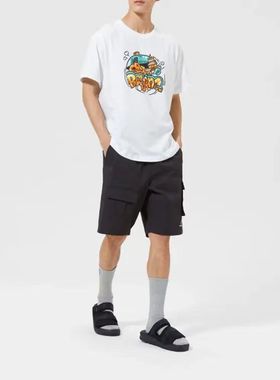 New Balance 工装纯色Logo休闲运动短裤 男款 AMS12364-BK