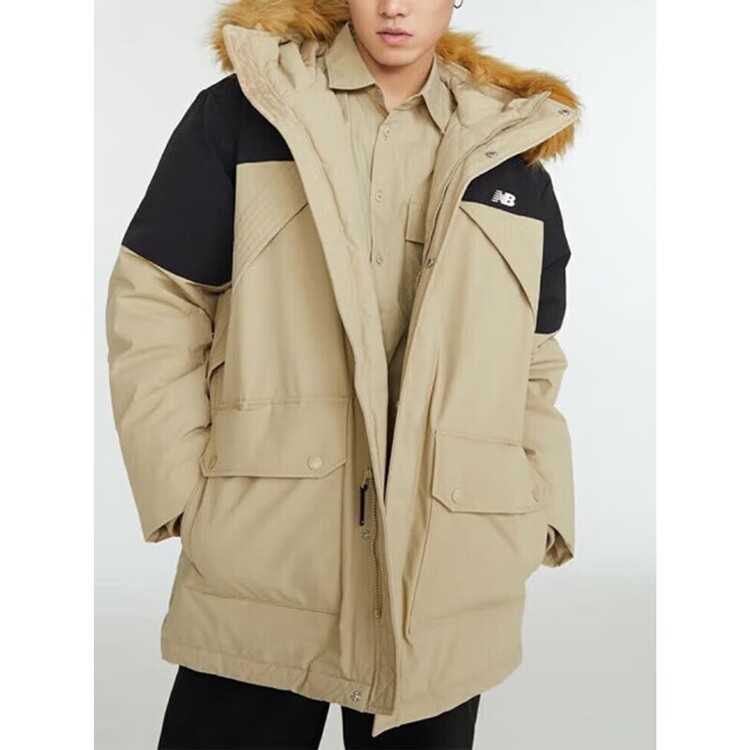 NEW BALANCE男子冬季休闲保暖防风连帽羽绒服外套AMJ34323-SOT