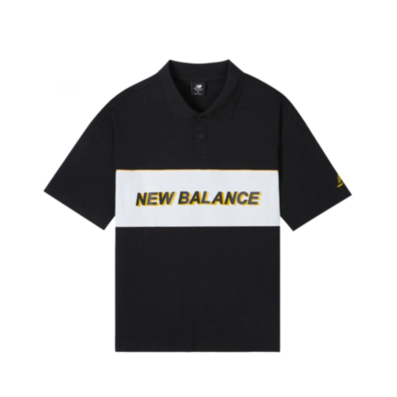 new balance 新款男款休闲POLO衫宽松短袖T恤衫AMT12376-BK