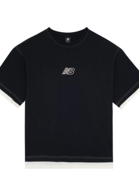 New Balance 男款圆领纯色运动休闲短袖T恤AMT22363-BK