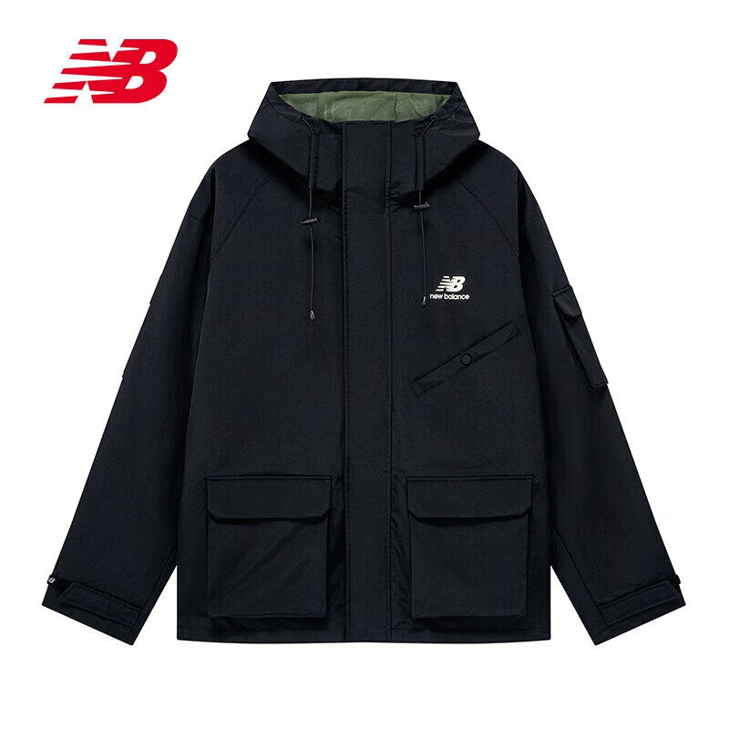 NEW BALANCE23男女同款潮流百搭运动休闲连帽夹克外套AMJ31320-BK