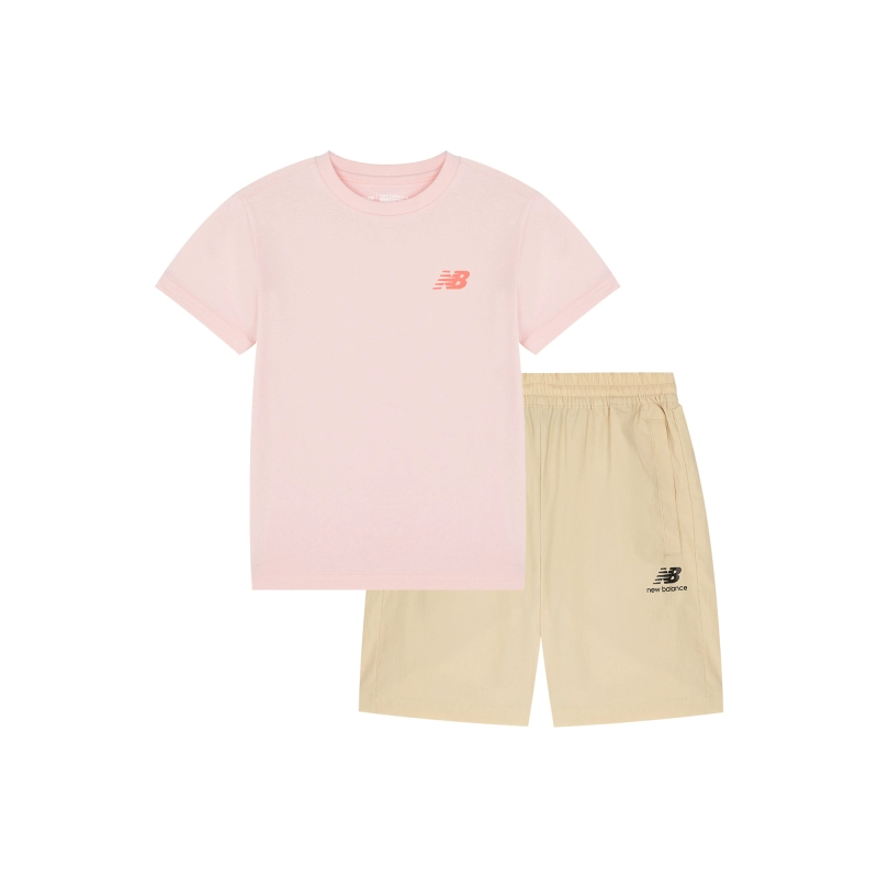 New Balance  男女儿童夏季短袖梭织短裤运动T恤套装2SC2S113-PK