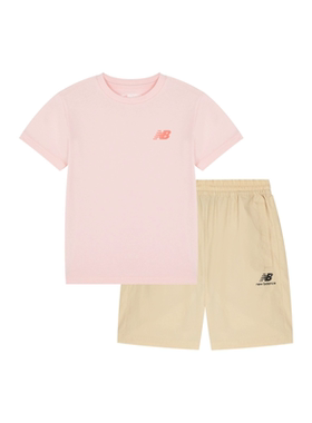 New Balance  男女儿童夏季短袖梭织短裤运动T恤套装2SC2S113-PK