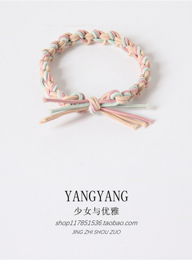 弹力超好~撞色编织 基础实用小清新扎头发圈发绳头绳皮套头饰A137