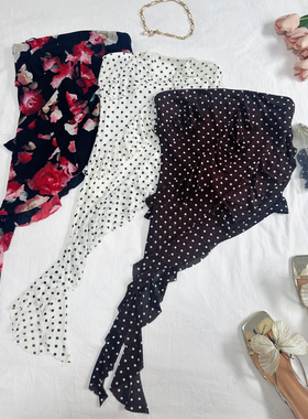 葡萄miki 眼前一亮 美单设计感纯欲辣妹网纱荷叶边不规则高弹抹胸