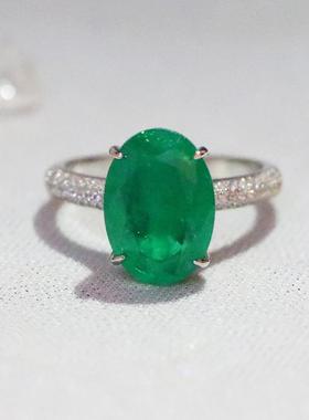 JZ536合成蓝帕拉伊巴水晶石头鸽子蛋仿宝石女款戒指祖母绿钻戒