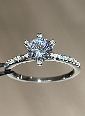 JZ615新品六爪微镶一克拉钻戒排镶璀璨手饰品戒指求婚花芯艺术品