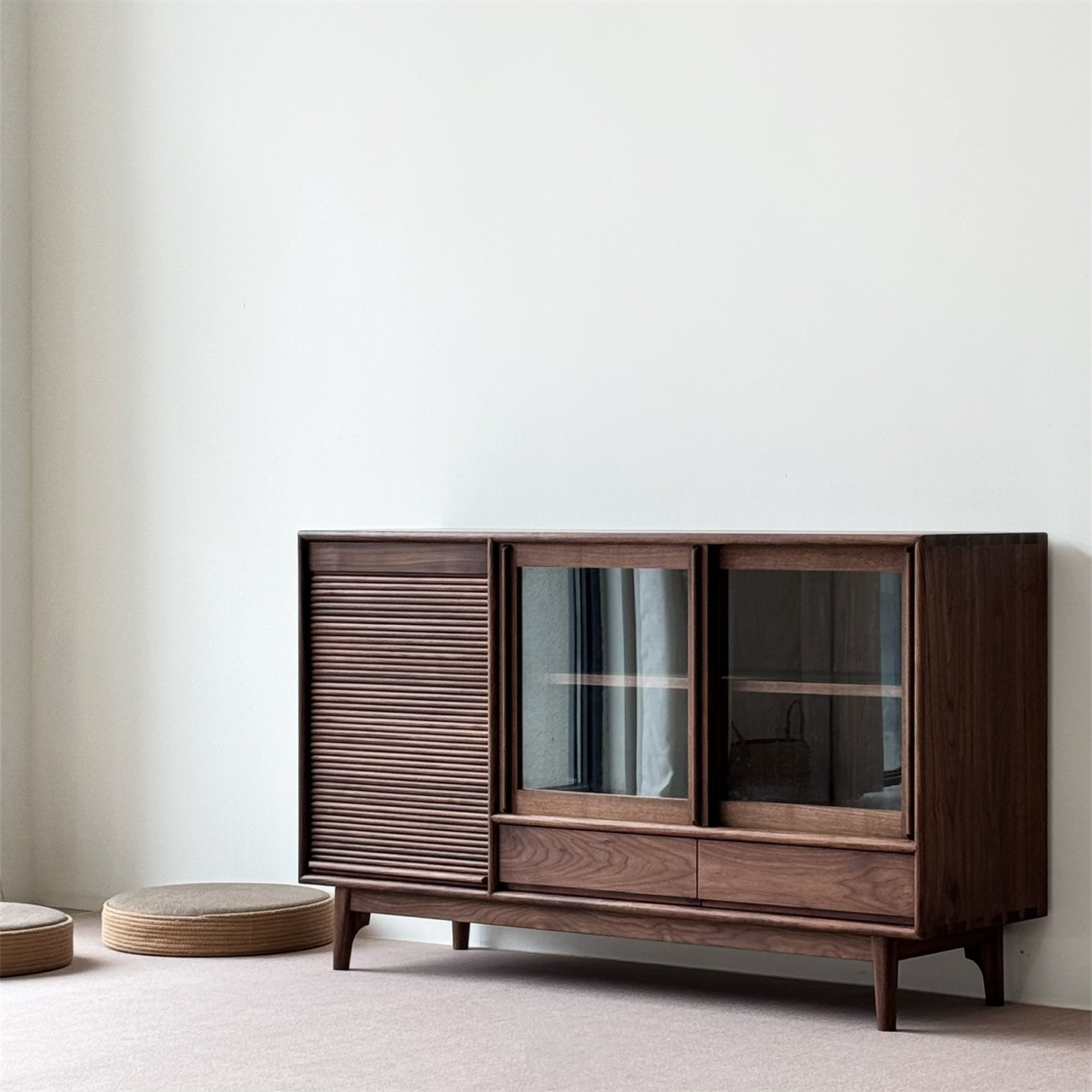 秋山匠人新中式餐边柜黑胡桃木