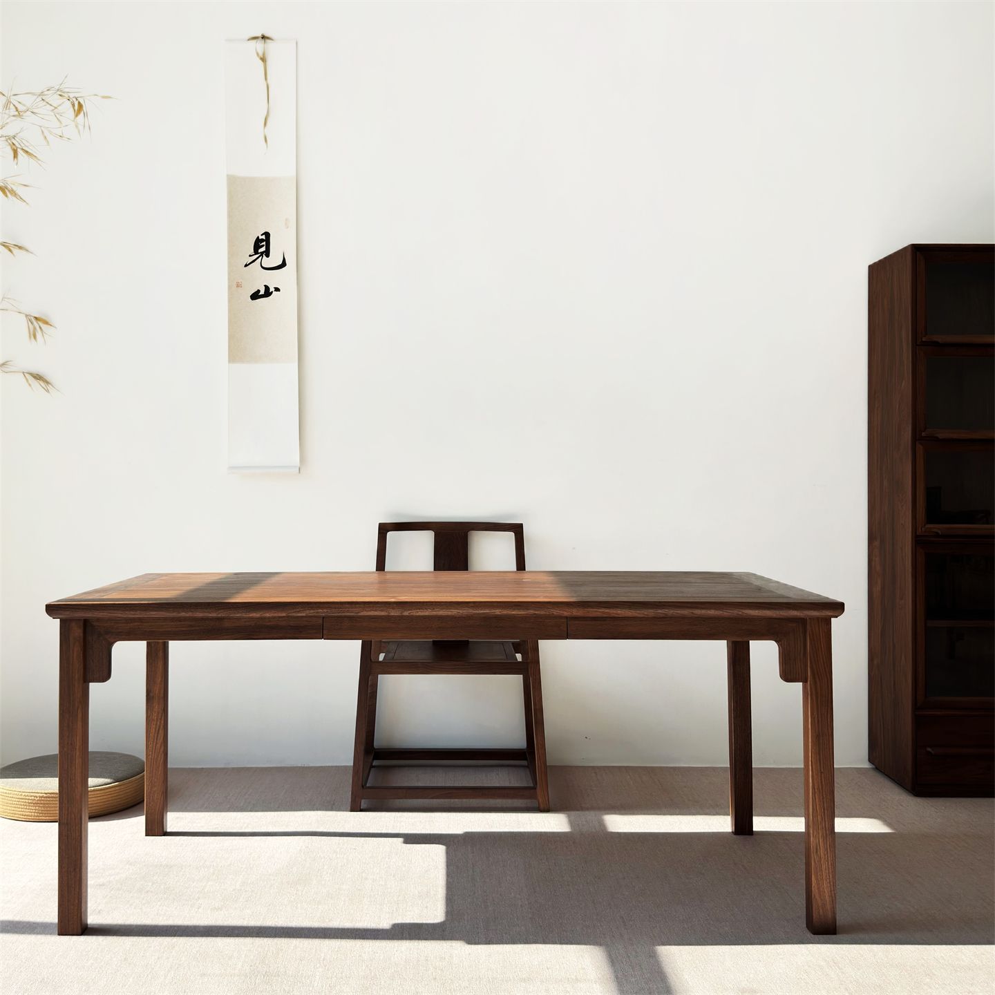 秋山匠人茶桌书餐桌北美黑胡桃木