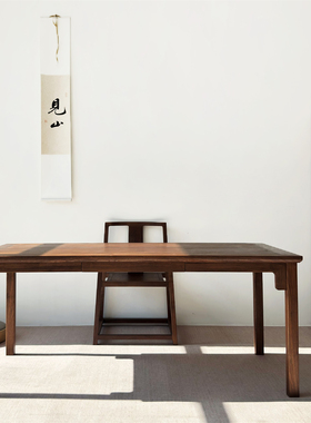 新中式实木茶桌黑胡桃木功夫茶台禅意茶楼茶室家具泡茶桌书桌餐桌