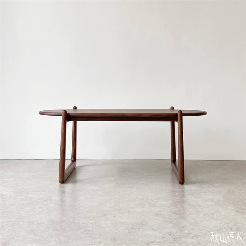 茶几秋山匠人椭圆形侘寂黑胡桃木