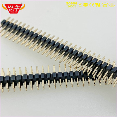 2.54mm双排针直针2*40P黄铜镀金1u 耐高温环保 可定制其它规格