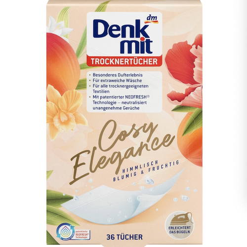 德国直邮 Denkmit衣物柔顺片 芳香烘干布 持久留香 防静电36片