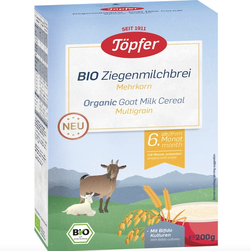 德国直邮Topfer BIO有机山羊奶婴儿多种谷物米粉糊 6个月宝宝辅食