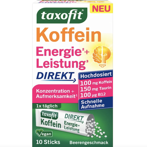 德国直邮 taxofit Koffein B12 B5修女咖啡因膳食补充剂 免水颗粒