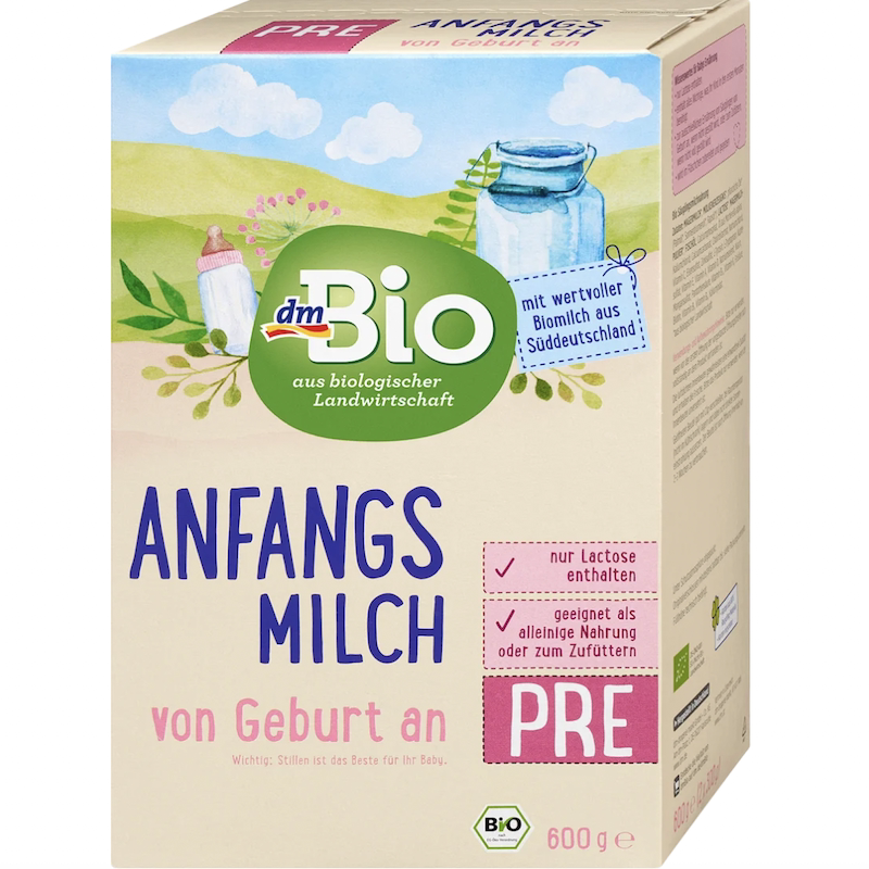 德国直邮 dm超市 Bio 有机新生婴儿宝宝牛奶粉pre2段600g 3段500g