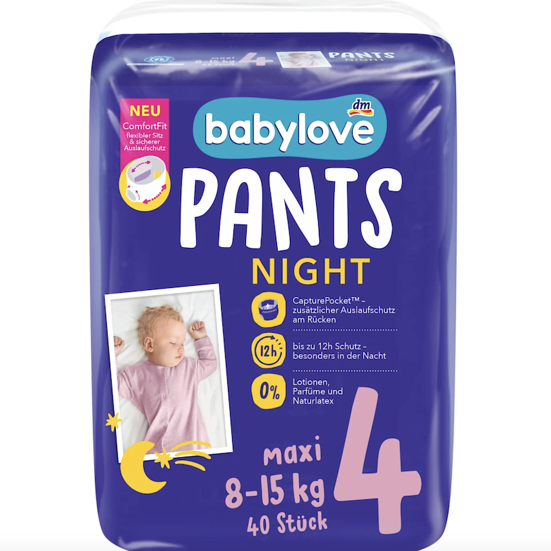 德国直邮Babylove婴儿夜用拉拉裤 儿童裤型纸尿裤 12小时防漏舒适