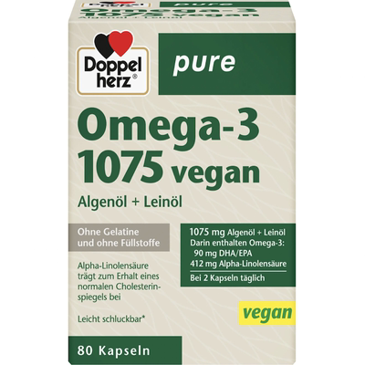 德国直邮 Doppelherz Omega-3 天然植物海藻油胶囊 DHA EPA 80粒