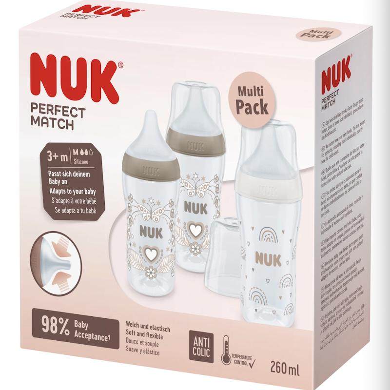 德国直邮NUK Perfect Match新生婴儿宝宝奶瓶套装宽口径感温260ml