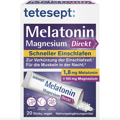 德国直邮tetesept Melatonin + Magnesium褪黑素维生素镁饮条20条