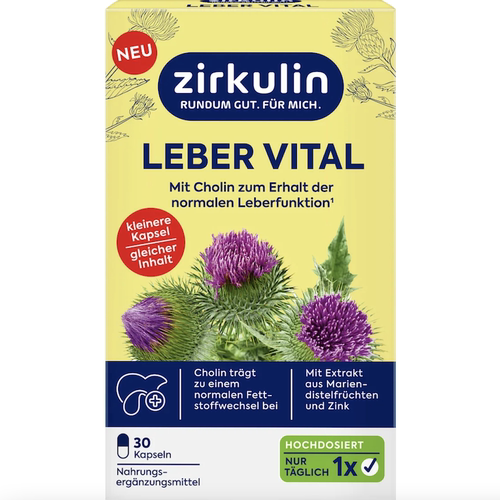 德国直邮Zirkulin Leber Vital 胆碱锌胶囊 葡萄籽精华提取物滴剂