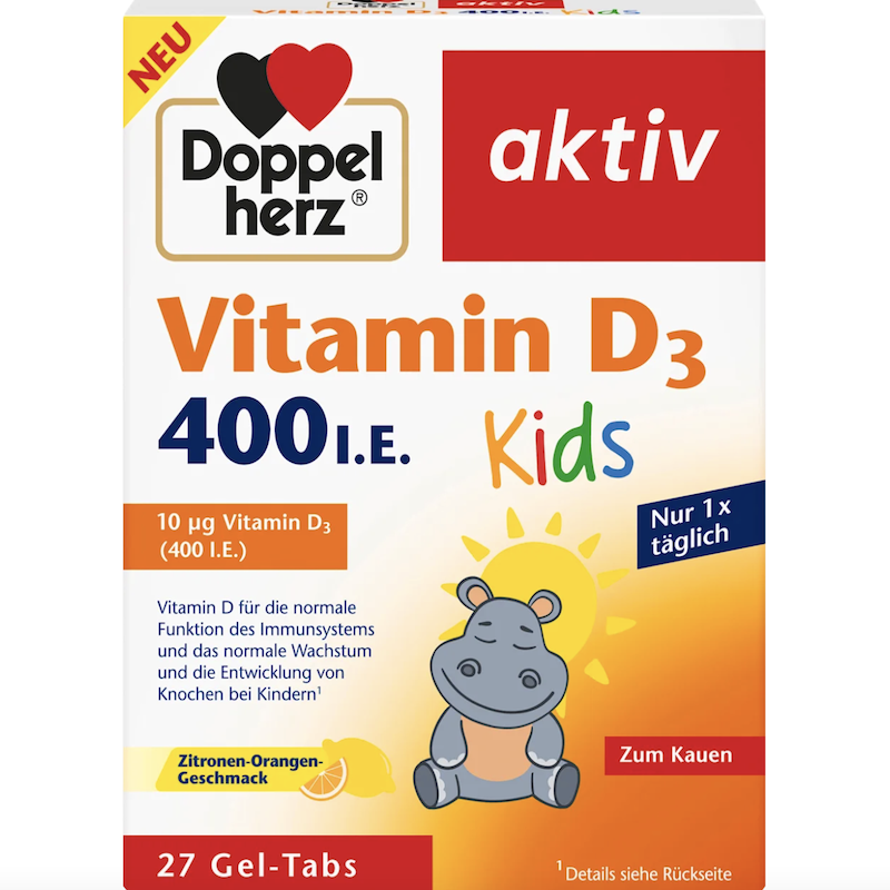 德国超市直邮Doppelherz Vitamin D3 Kids儿童维生素D3咀嚼片软糖