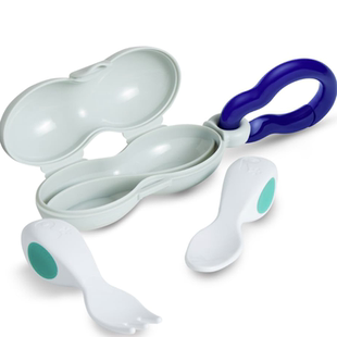 德国直邮Doddl婴儿勺子叉子 儿童辅食餐具套装 有收纳盒 人体工学